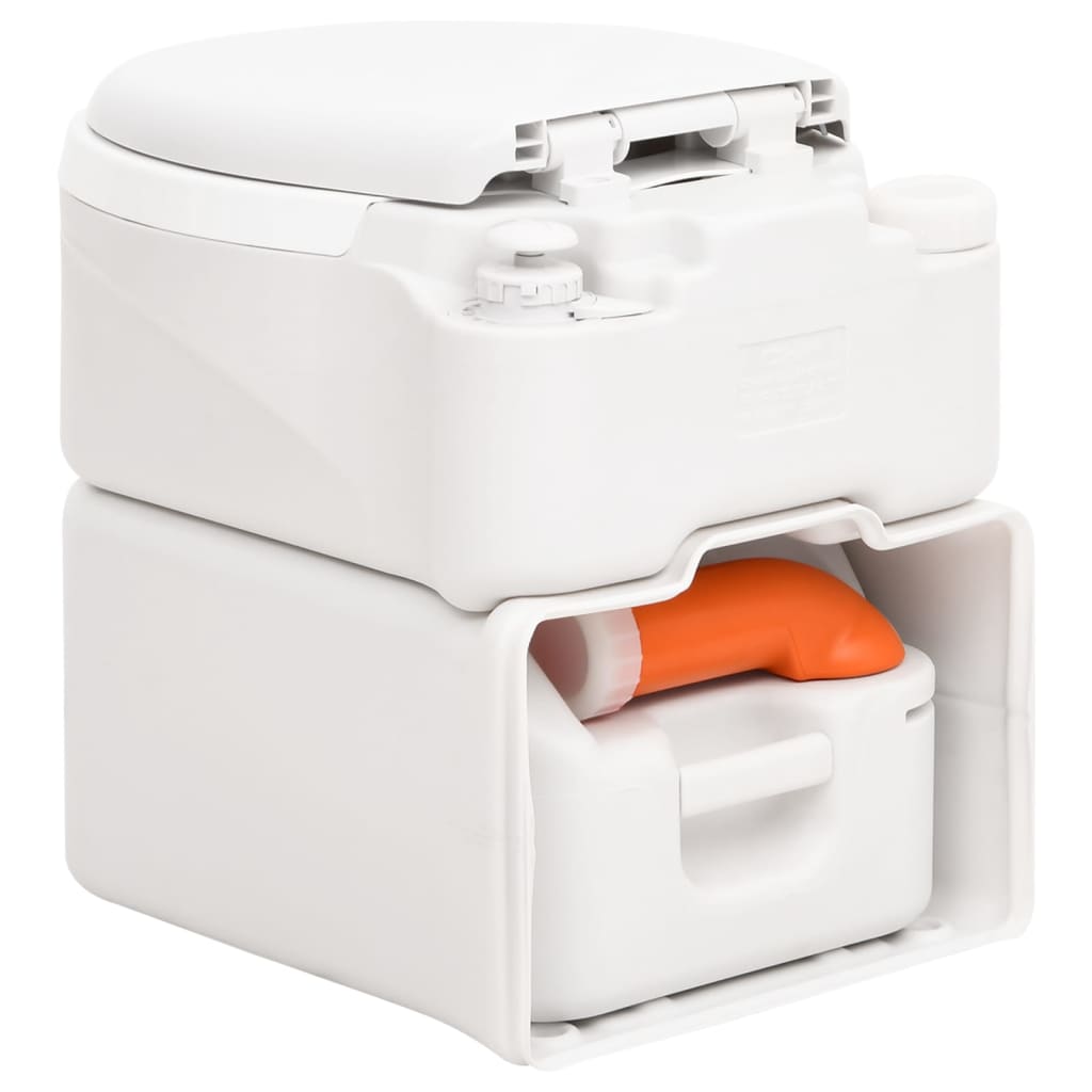 vidaXL Integrated Camping Toilet White 24+17 L HDPE&PP - 53.5 x 37 x 48 cm