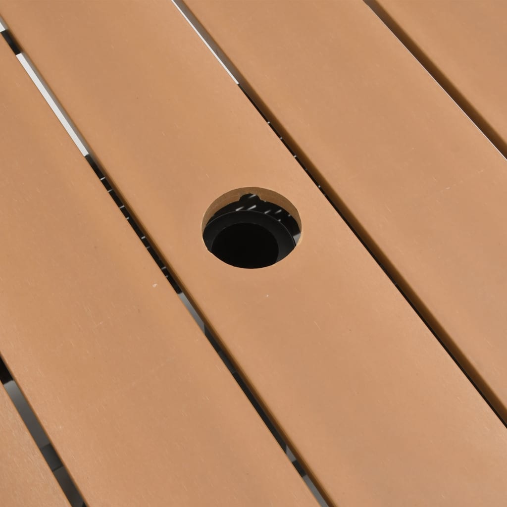 vidaXL Garden Table with Parasol Hole Brown 55x55x46.5 cm Poly Rattan
