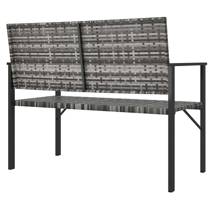 vidaXL 2-Seater Garden Bench Grey Poly Rattan
