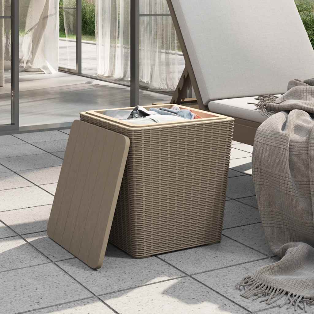 vidaXL Garden Table with Removable Lid Light Brown Polypropylene - 25280