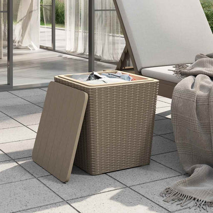 vidaXL Garden Table with Removable Lid Light Brown Polypropylene - 25280