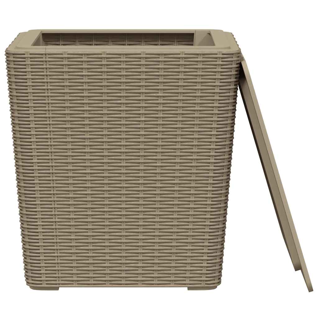 vidaXL Garden Table with Removable Lid Light Brown Polypropylene - 25280