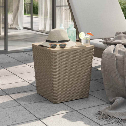 vidaXL Garden Table with Removable Lid Light Brown Polypropylene - 25280