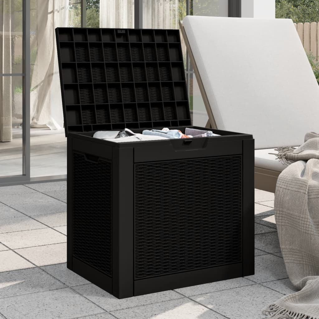 vidaXL Garden Storage Box Black 55.5x43x53 cm Polypropylene - 13936