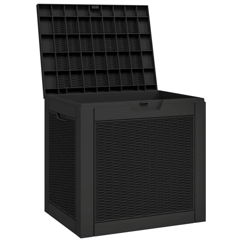 vidaXL Garden Storage Box Black 55.5x43x53 cm Polypropylene - 13936