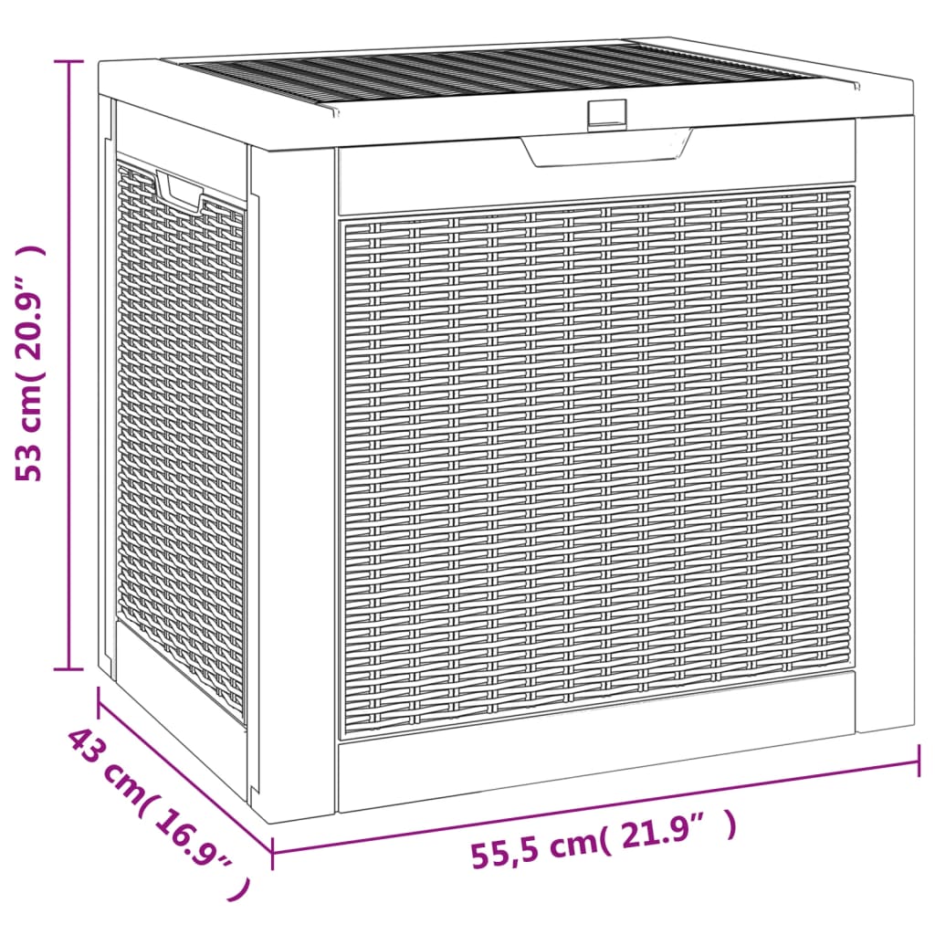 vidaXL Garden Storage Box Black 55.5x43x53 cm Polypropylene - 13936