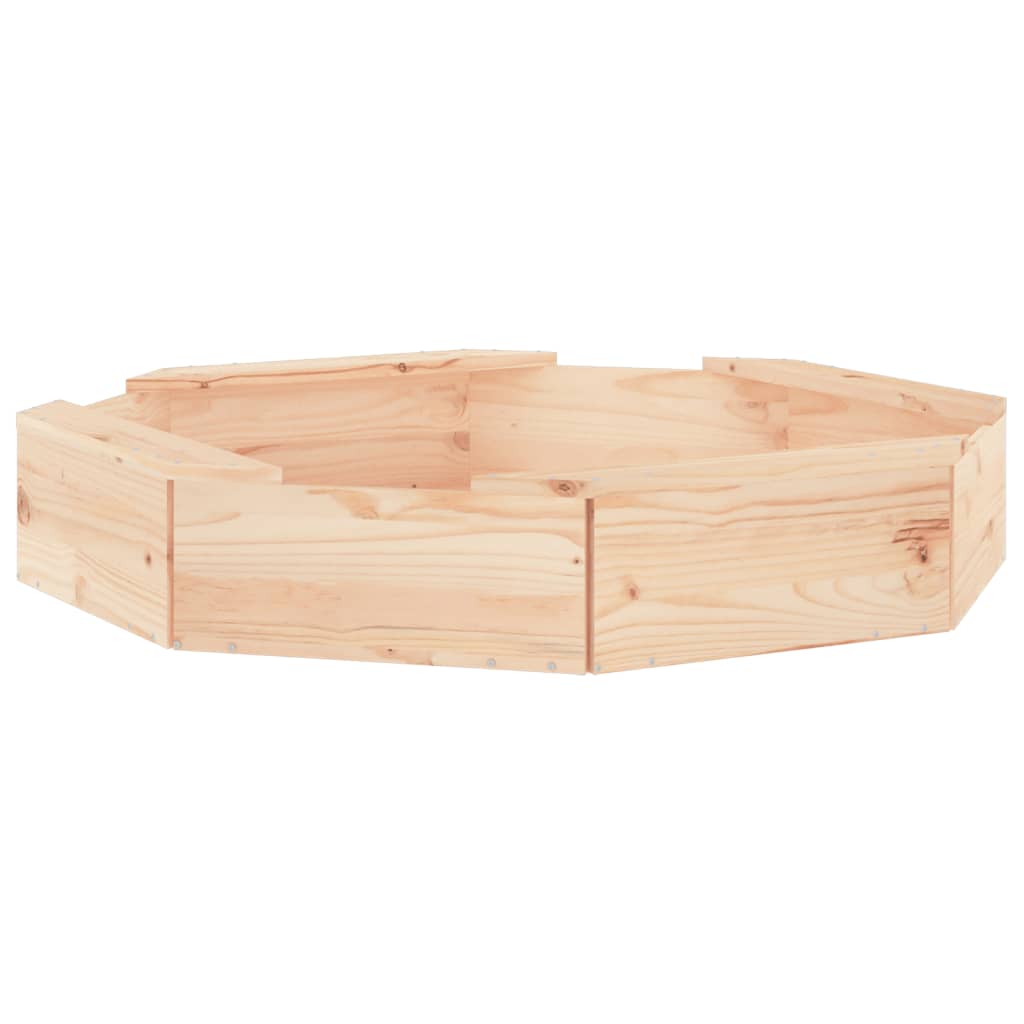 vidaXL Sandbox with Seats Octagon Solid Wood Pine - Brown - 111 x 111 x 20 cm