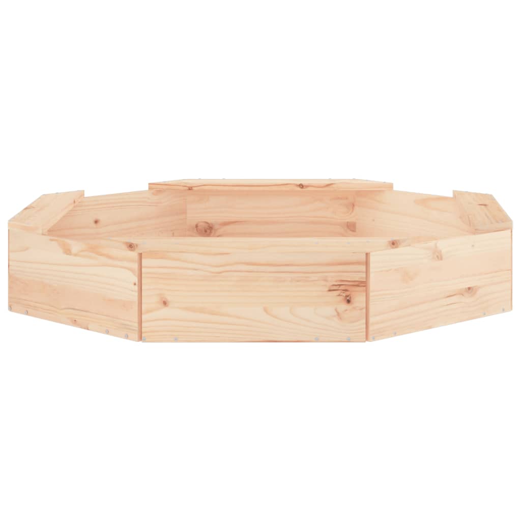 vidaXL Sandbox with Seats Octagon Solid Wood Pine - Brown - 111 x 111 x 20 cm
