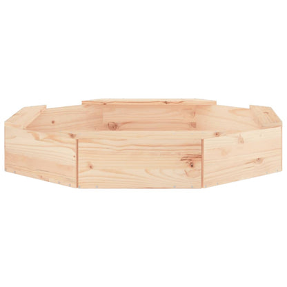 vidaXL Sandbox with Seats Octagon Solid Wood Pine - Brown - 111 x 111 x 20 cm