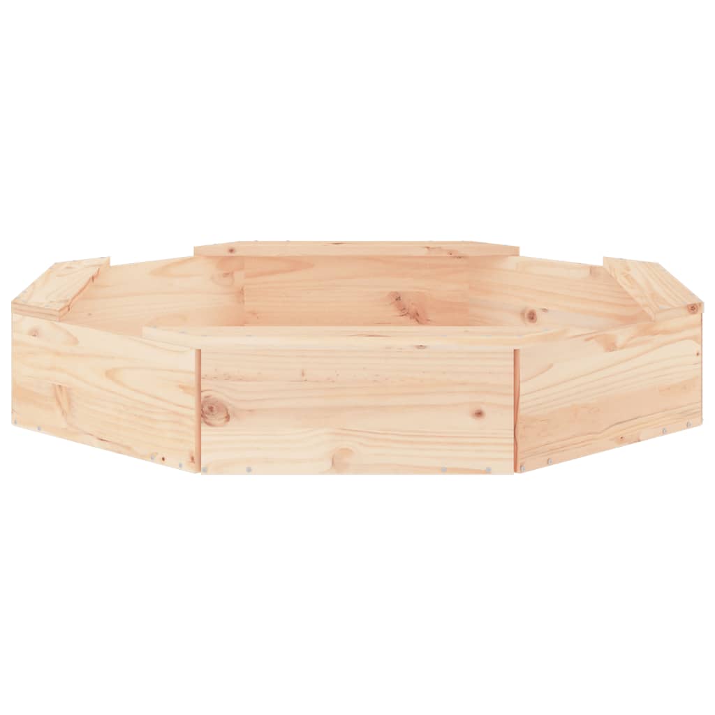 vidaXL Sandbox with Seats Octagon Solid Wood Pine - Brown - 111 x 111 x 20 cm