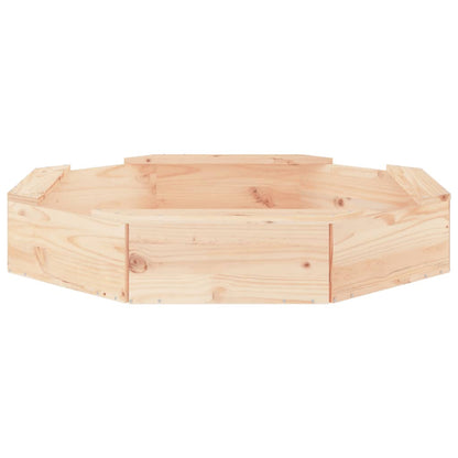 vidaXL Sandbox with Seats Octagon Solid Wood Pine - Brown - 111 x 111 x 20 cm