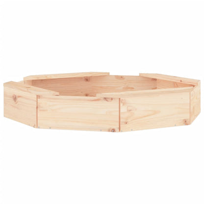 vidaXL Sandbox with Seats Octagon Solid Wood Pine - Brown - 111 x 111 x 20 cm
