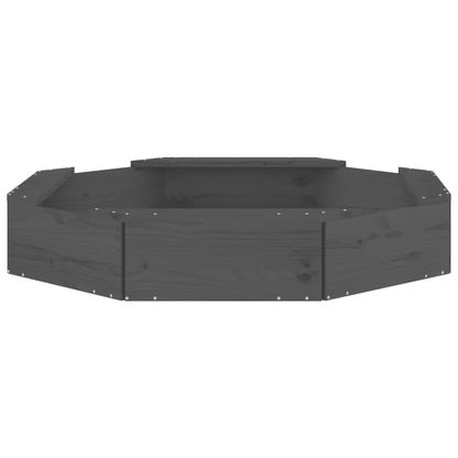 vidaXL Sandbox with Seats Grey Octagon Solid Wood Pine - 111 x 111 x 20 cm