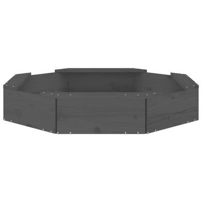 vidaXL Sandbox with Seats Grey Octagon Solid Wood Pine - 111 x 111 x 20 cm