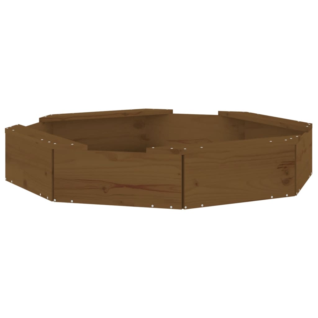 vidaXL Sandbox with Seats Honey Brown Octagon Solid Wood Pine - 111 x 111 x 20 cm