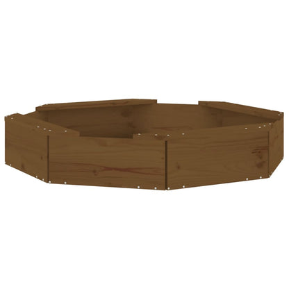 vidaXL Sandbox with Seats Honey Brown Octagon Solid Wood Pine - 111 x 111 x 20 cm