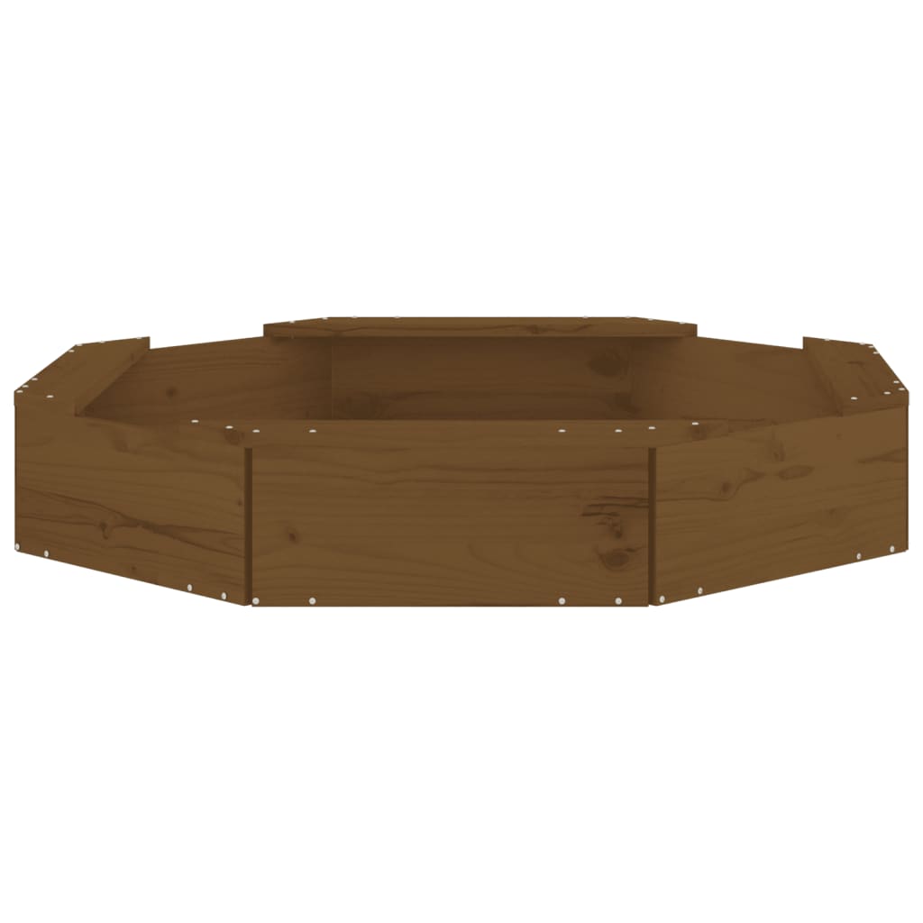 vidaXL Sandbox with Seats Honey Brown Octagon Solid Wood Pine - 111 x 111 x 20 cm