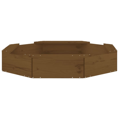 vidaXL Sandbox with Seats Honey Brown Octagon Solid Wood Pine - 111 x 111 x 20 cm