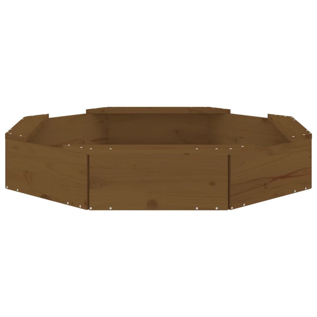 vidaXL Sandbox with Seats Honey Brown Octagon Solid Wood Pine - 111 x 111 x 20 cm