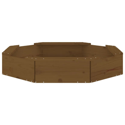 vidaXL Sandbox with Seats Honey Brown Octagon Solid Wood Pine - 111 x 111 x 20 cm