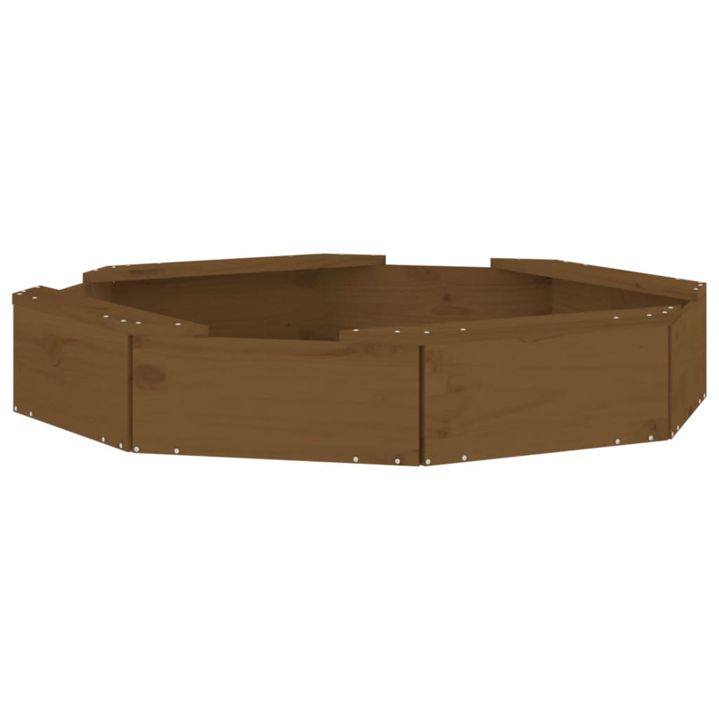 vidaXL Sandbox with Seats Honey Brown Octagon Solid Wood Pine - 111 x 111 x 20 cm