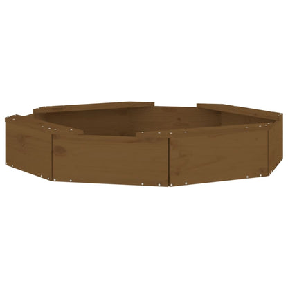vidaXL Sandbox with Seats Honey Brown Octagon Solid Wood Pine - 111 x 111 x 20 cm