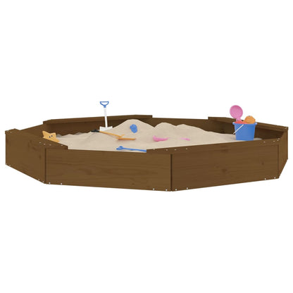 vidaXL Sandbox with Seats Honey Brown Octagon Solid Wood Pine - 159.5 x 159.5 x 20 cm
