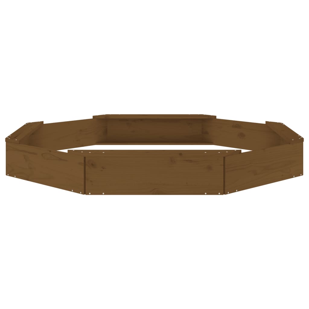 vidaXL Sandbox with Seats Honey Brown Octagon Solid Wood Pine - 159.5 x 159.5 x 20 cm