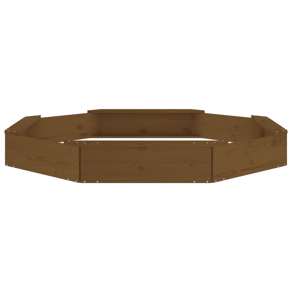 vidaXL Sandbox with Seats Honey Brown Octagon Solid Wood Pine - 159.5 x 159.5 x 20 cm