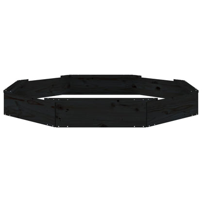 vidaXL Sandbox with Seats Black Octagon Solid Wood Pine - 159.5 x 159.5 x 20 cm