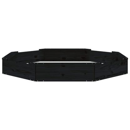 vidaXL Sandbox with Seats Black Octagon Solid Wood Pine - 159.5 x 159.5 x 20 cm