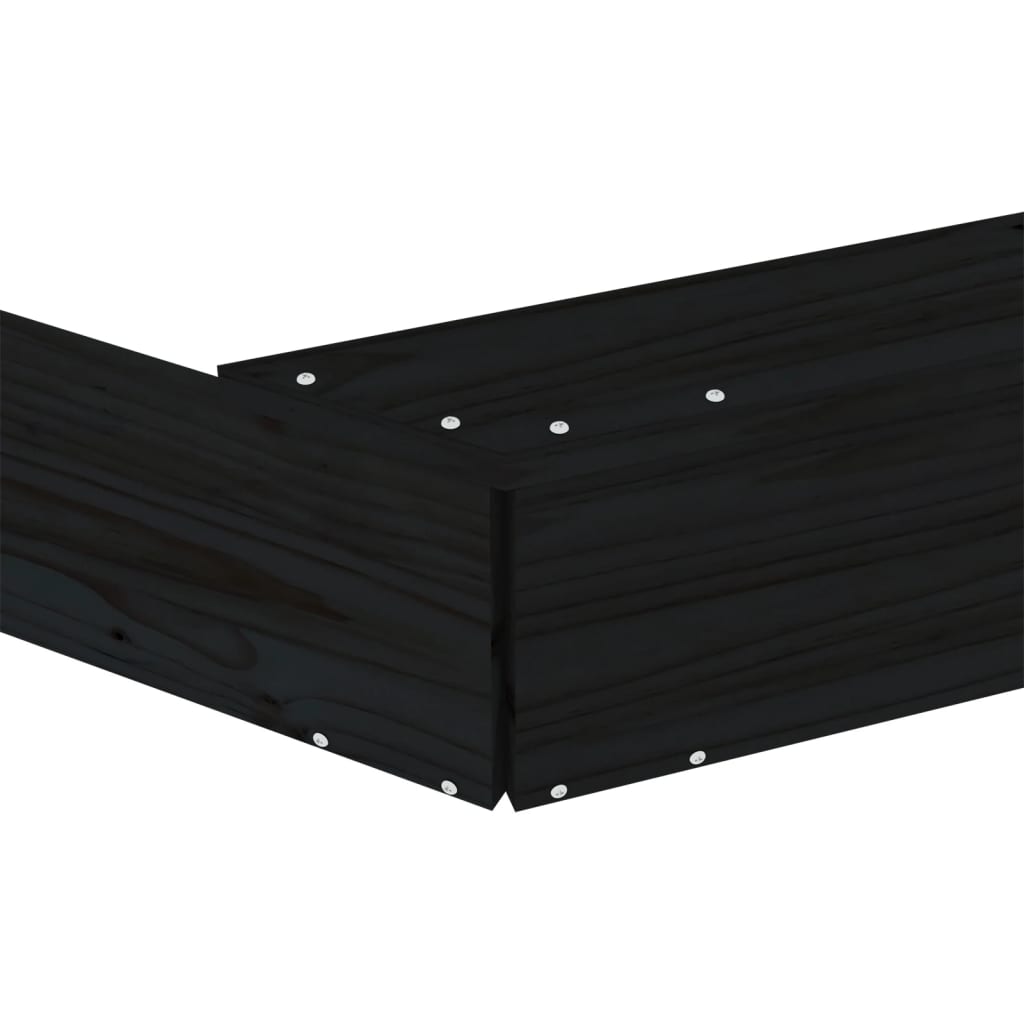 vidaXL Sandbox with Seats Black Octagon Solid Wood Pine - 159.5 x 159.5 x 20 cm
