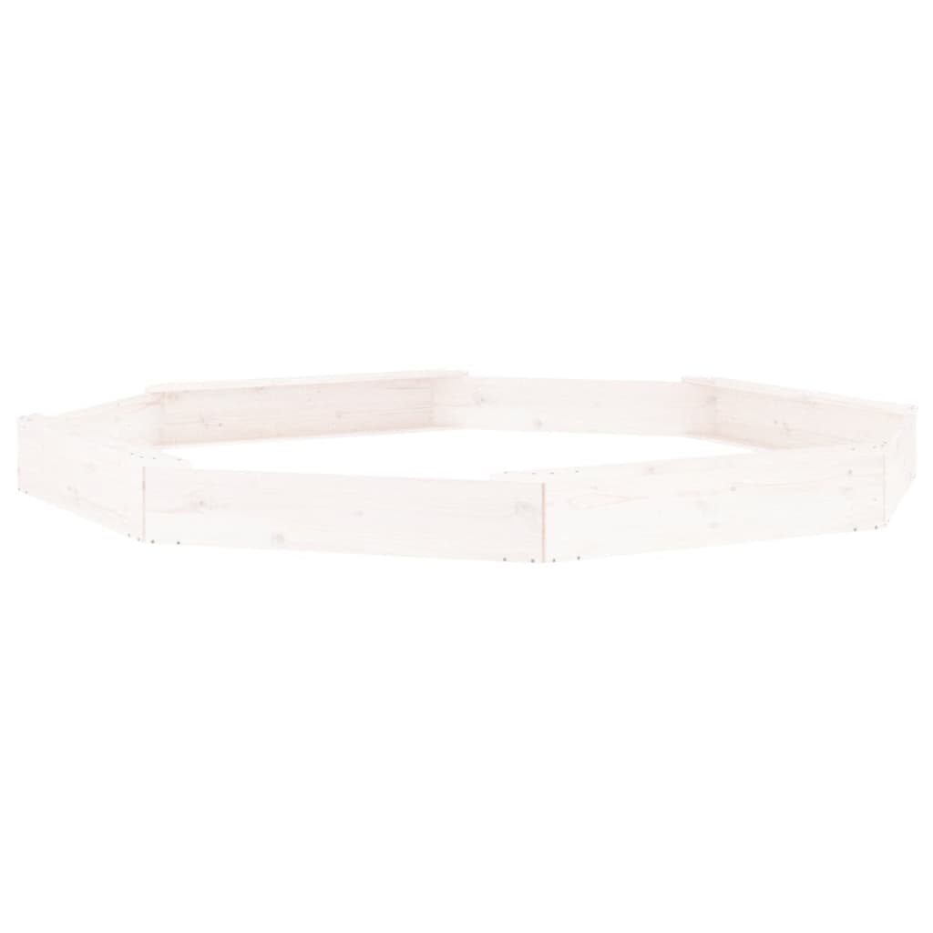 vidaXL Sandbox with Seats White Octagon Solid Wood Pine - 232 x 232 x 20 cm