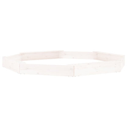 vidaXL Sandbox with Seats White Octagon Solid Wood Pine - 232 x 232 x 20 cm