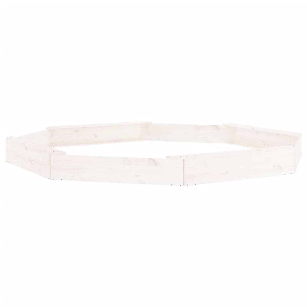 vidaXL Sandbox with Seats White Octagon Solid Wood Pine - 232 x 232 x 20 cm