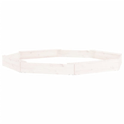 vidaXL Sandbox with Seats White Octagon Solid Wood Pine - 232 x 232 x 20 cm