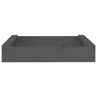 vidaXL Sandbox with Seats Grey Square Solid Wood Pine - 111 x 111 x 20 cm