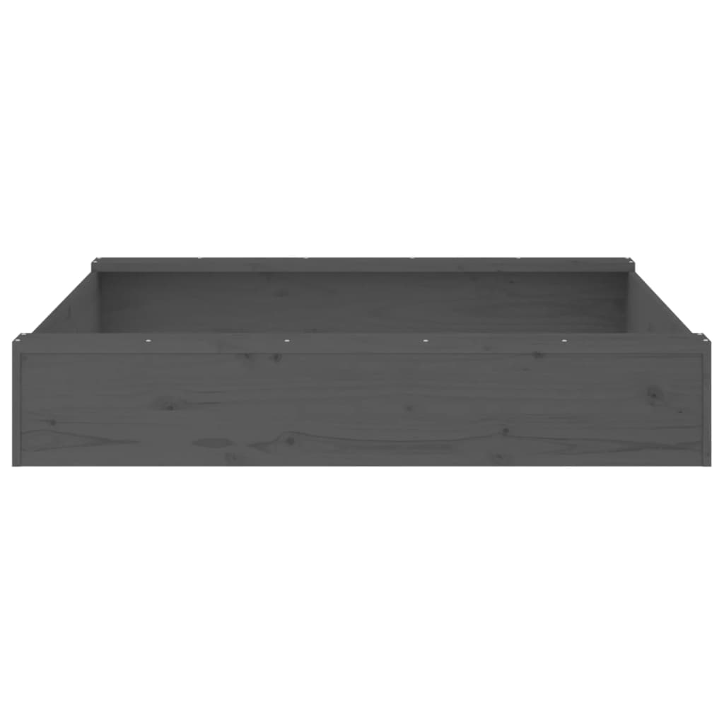 vidaXL Sandbox with Seats Grey Square Solid Wood Pine - 111 x 111 x 20 cm