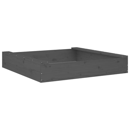 vidaXL Sandbox with Seats Grey Square Solid Wood Pine - 111 x 111 x 20 cm