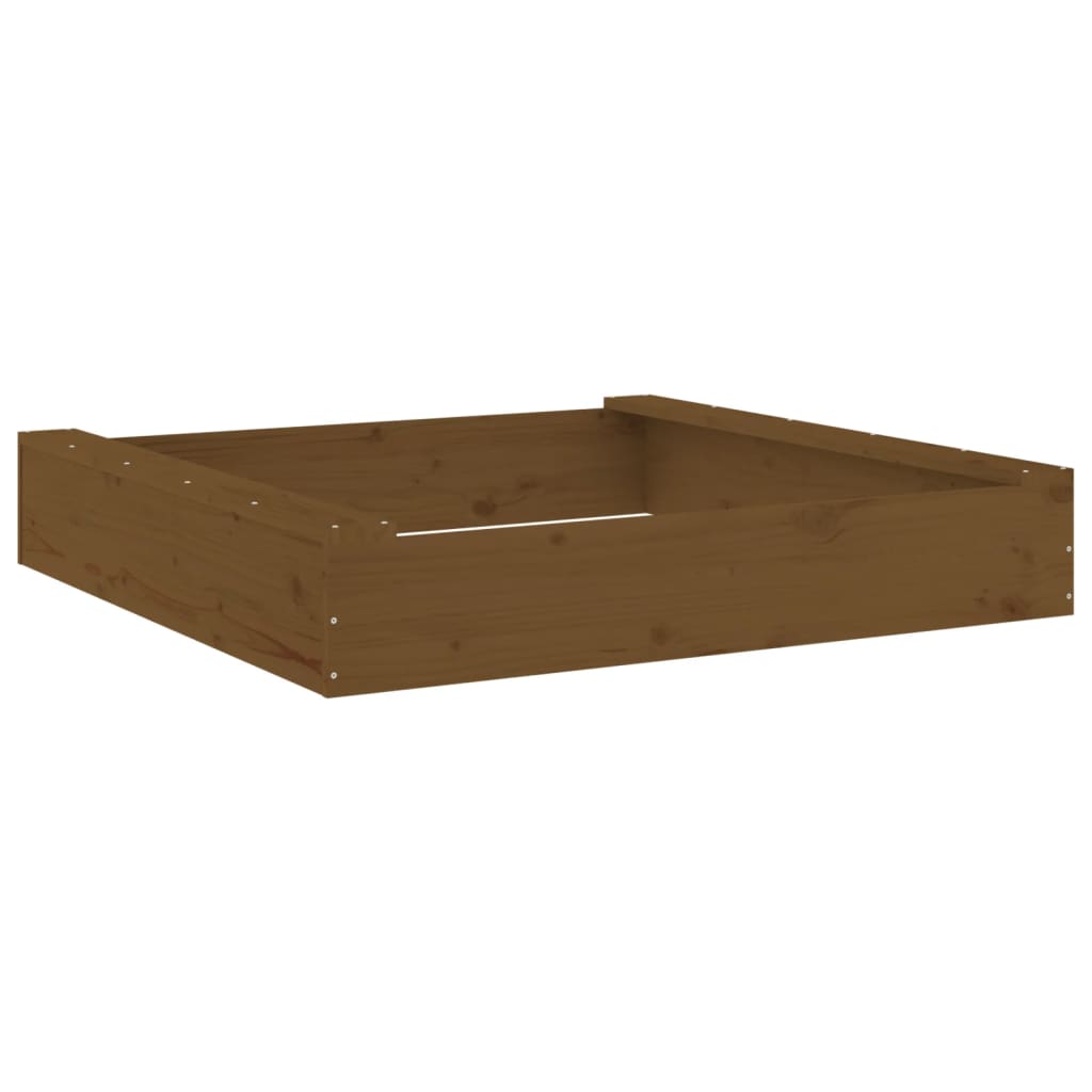 vidaXL Sandbox with Seats Honey Brown Square Solid Wood Pine - 111 x 111 x 20 cm