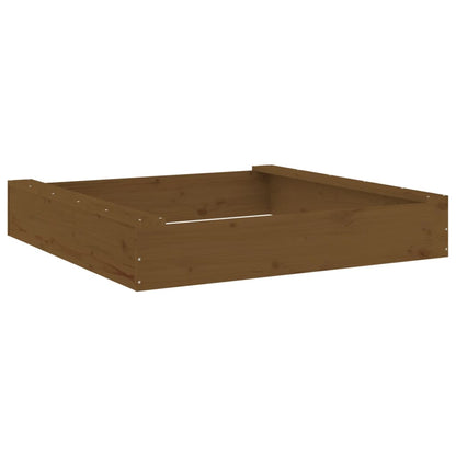 vidaXL Sandbox with Seats Honey Brown Square Solid Wood Pine - 111 x 111 x 20 cm