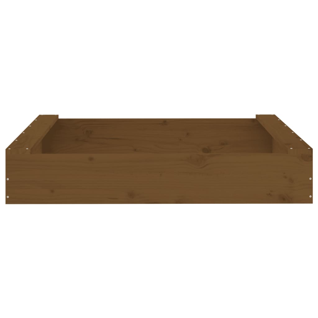 vidaXL Sandbox with Seats Honey Brown Square Solid Wood Pine - 111 x 111 x 20 cm