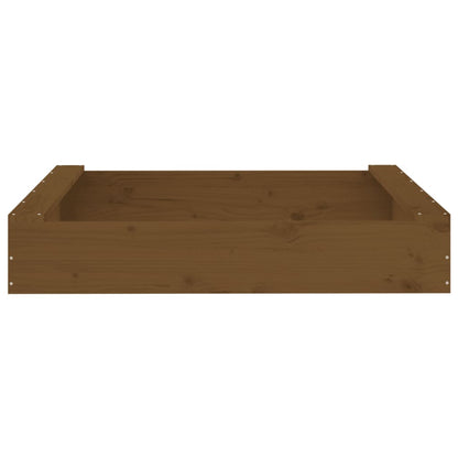 vidaXL Sandbox with Seats Honey Brown Square Solid Wood Pine - 111 x 111 x 20 cm