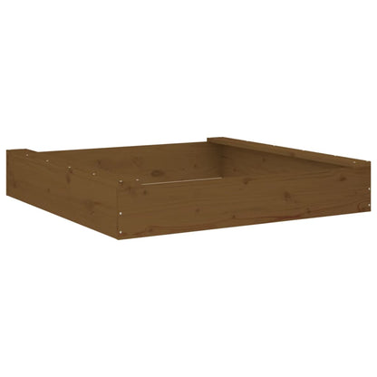 vidaXL Sandbox with Seats Honey Brown Square Solid Wood Pine - 111 x 111 x 20 cm