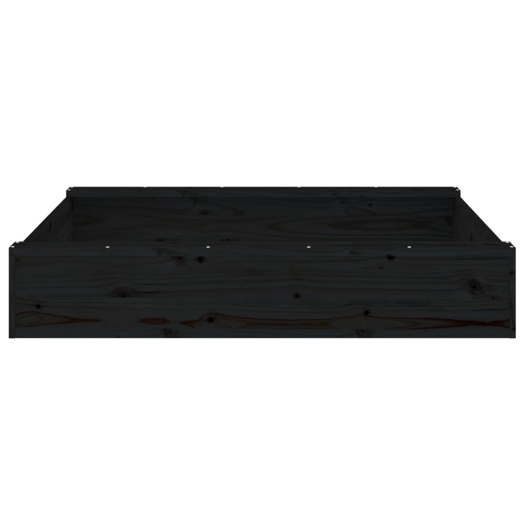 vidaXL Sandbox with Seats Black Square Solid Wood Pine - 111 x 111 x 20 cm