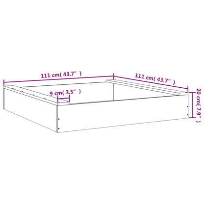 vidaXL Sandbox with Seats Black Square Solid Wood Pine - 111 x 111 x 20 cm