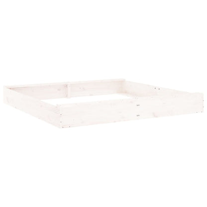 vidaXL Sandbox with Seats White Square Solid Wood Pine - 160 x 160 x 20 cm