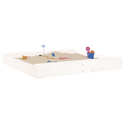 vidaXL Sandbox with Seats White Square Solid Wood Pine - 160 x 160 x 20 cm