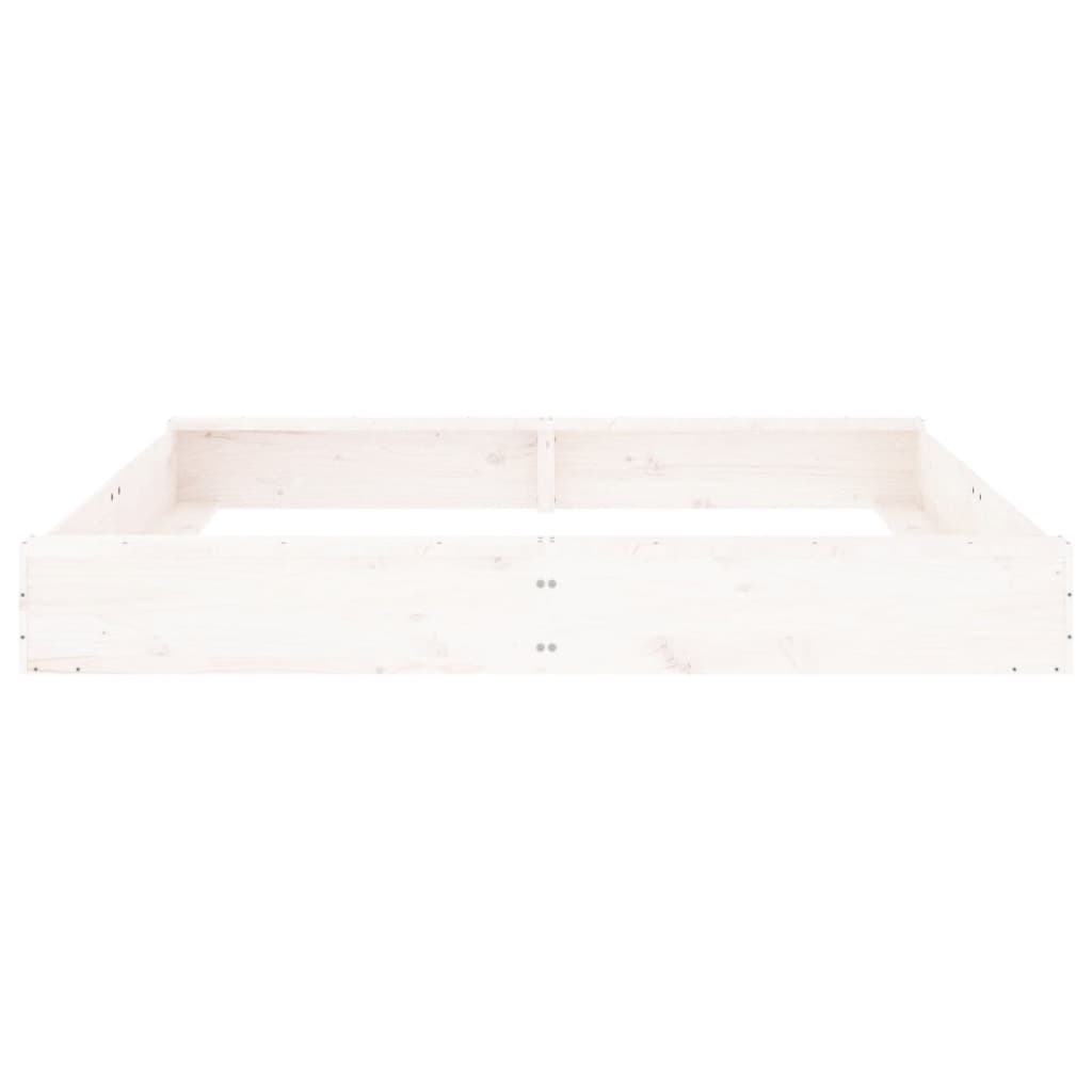 vidaXL Sandbox with Seats White Square Solid Wood Pine - 160 x 160 x 20 cm