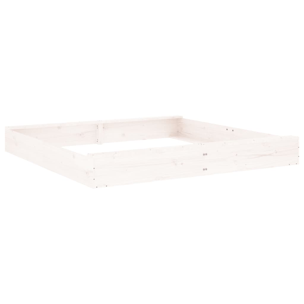 vidaXL Sandbox with Seats White Square Solid Wood Pine - 160 x 160 x 20 cm
